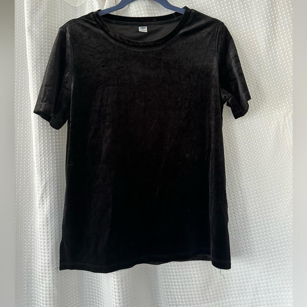 Short sleeve velvet shirt